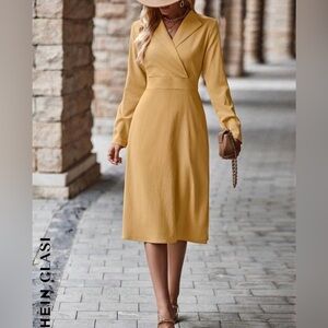 *SOLD*Very cute thin blazer like dress. Mustard yellow with some stretch.